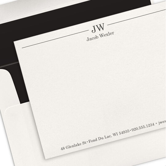 Executive Initials Flat Note Cards-Letterpress